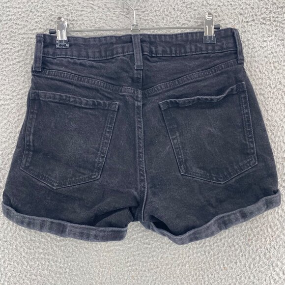 Old Navy Shorts Womens 6 Black OG Denim Cuffed Jeans Slimming Stretch Everyday - Picture 3 of 11